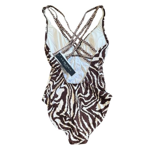 NWT! La Blanca Fierce Animal Print Multistrap Swimsuit - Size 6 (MSRP: $130) - Picture 5 of 7